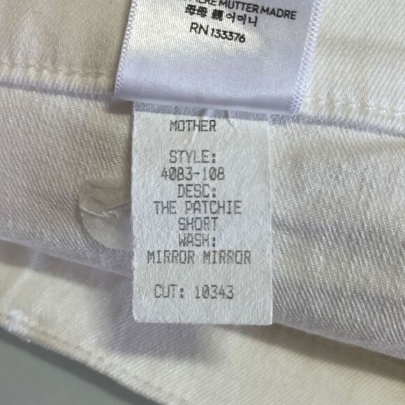 Mother White Slim Fit High Waisted Tomcat Patch Fray Hem Jean Short Size 29 - Picture 7 of 8